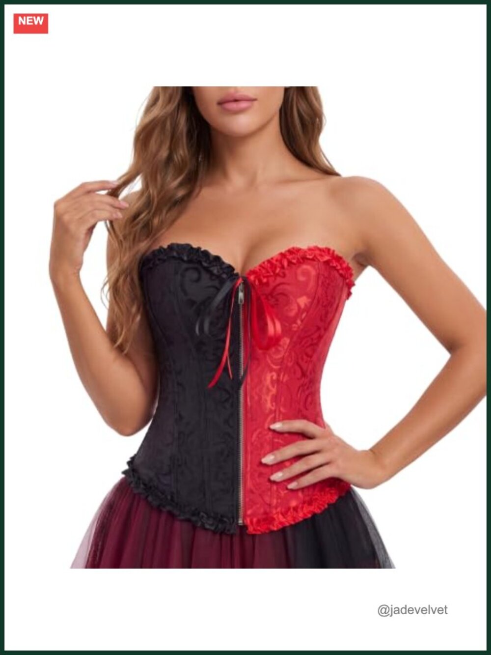 Overbust Corset Top Victorian Lace Steel Boned Bustier Costume